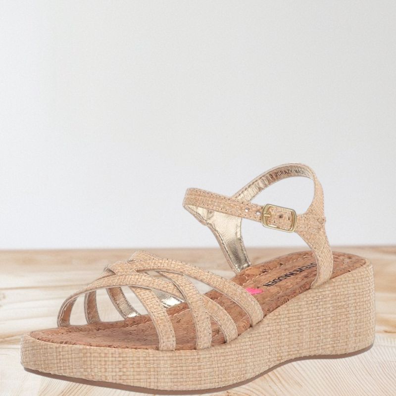 Photo 1 of STEVE MADDEN GIRLS SHOES CRAZY WEDGE SANDAL, RAFFIA, JCRAZY, SHOES, SIZE 1