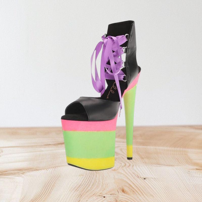 Photo 1 of SIZE 6-"ELLIE" WOMEN'S 7" HEEL VIVIEN-POINTED STILETTO SANDALS, GREEN RAINBOW SHOES.