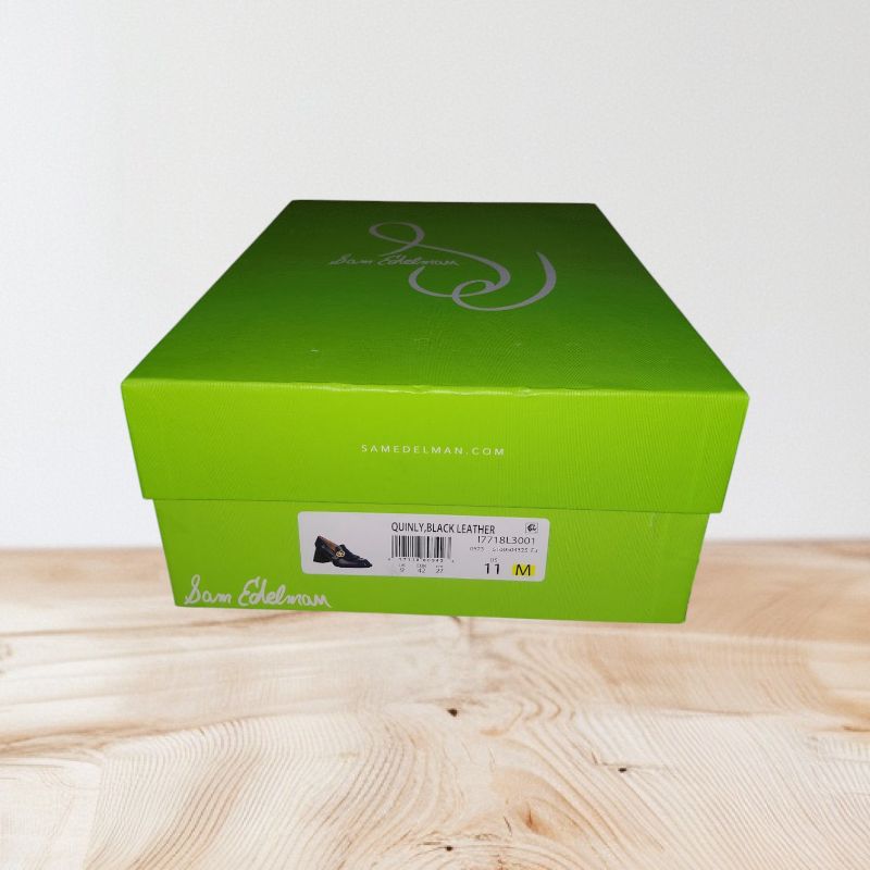 Photo 1 of SAM EDELMAN QUINLY BLACK LEATHER BLOCK HEEL LOAFER (SIZE 11)