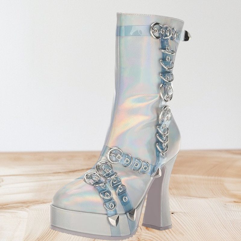 Photo 1 of ELLIE SHOES 5.5" HEEL ANKLE BOOT WITH METAL DECOR, SHOES, SIZE 8