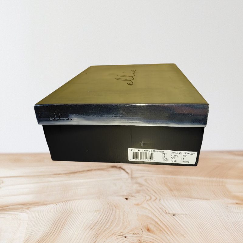 Photo 1 of ELLIE SHOES 5.5" HEEL ANKLE BOOT WITH METAL DECOR, SHOES, SIZE 8