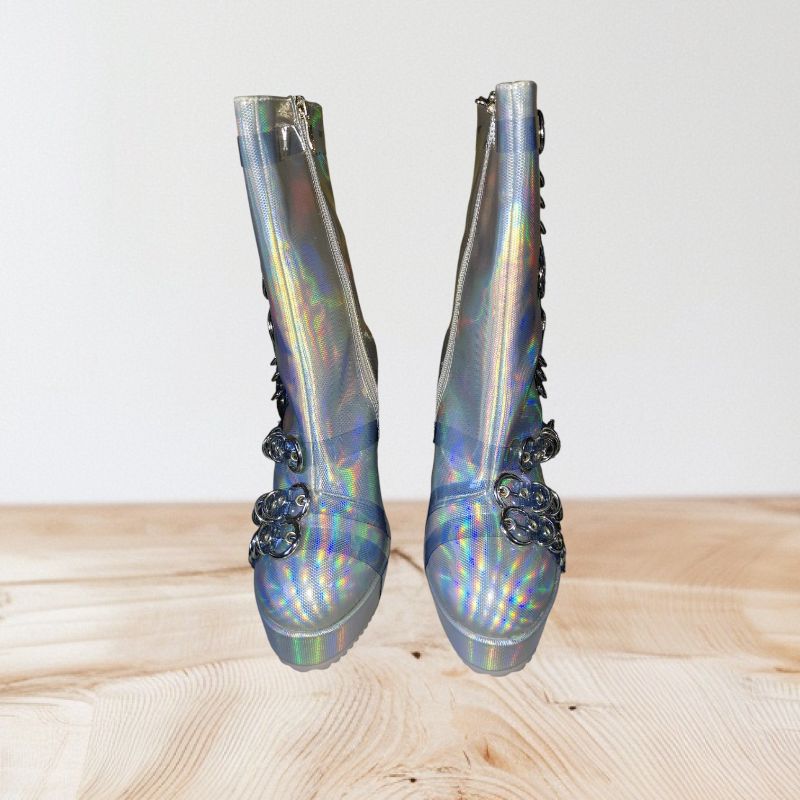 Photo 1 of ELLIE SHOES 5.5" HEEL ANKLE BOOT WITH METAL DECOR, SHOES, SIZE 8