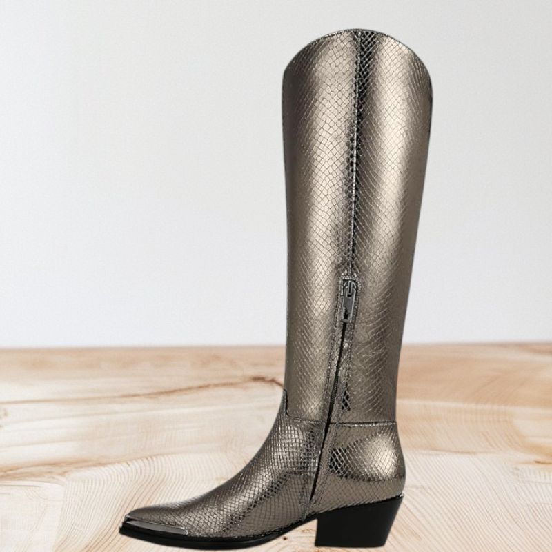 Photo 1 of FRANCO SARTO WESTERN BILLIE KNEE HIGH PEWTER WOMEN'S BOOTS (SIZE 5)