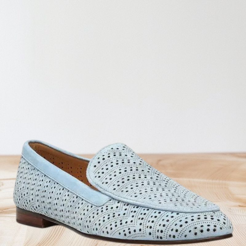 Photo 1 of NYDJ WOMEN'S DENVER 03 SUEDE BLUE BELL PERFORATED SHOES, SIZE 11