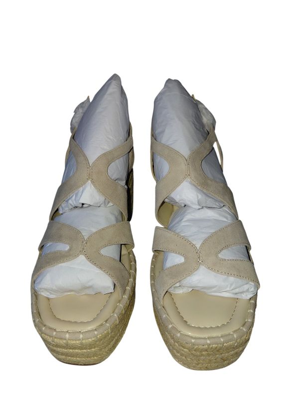 Photo 1 of SIZE 9.5-WOMENS-"KENNETH COLE" NEW YORK SOLACE ESPADRILLE PLATFORM WEDGE SANDALS ALMOND SHOES.