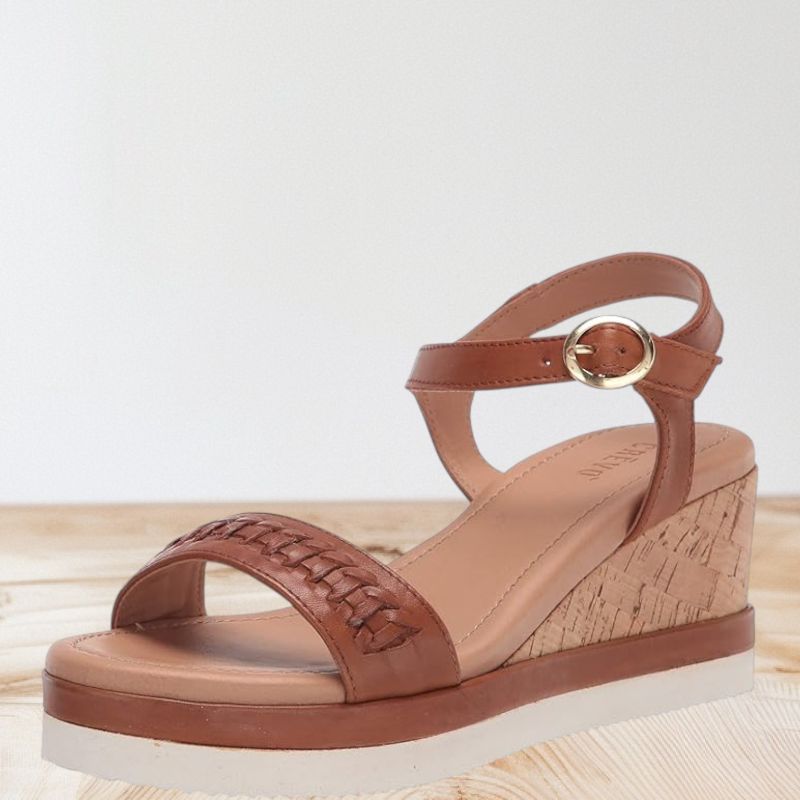 Photo 1 of CREVO WOMEN'S VANA WEDGE SANDAL CHESTNUT, SHOES, SIZE 8.5