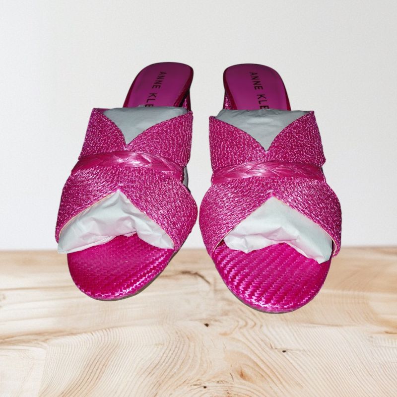 Photo 1 of SIZE 6.5-"ANNE KLEIN" WOMENS AUBRIE SHOE, PINK RAFFIA SHOES.