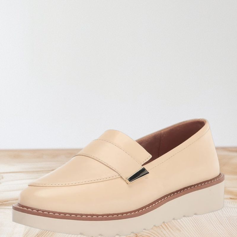 Photo 1 of SIZE-9.5 "NATURALIZER" WOMENS ADILINE LOAFER - VANILLA CREAM BEIGE LEATHER SHOES.