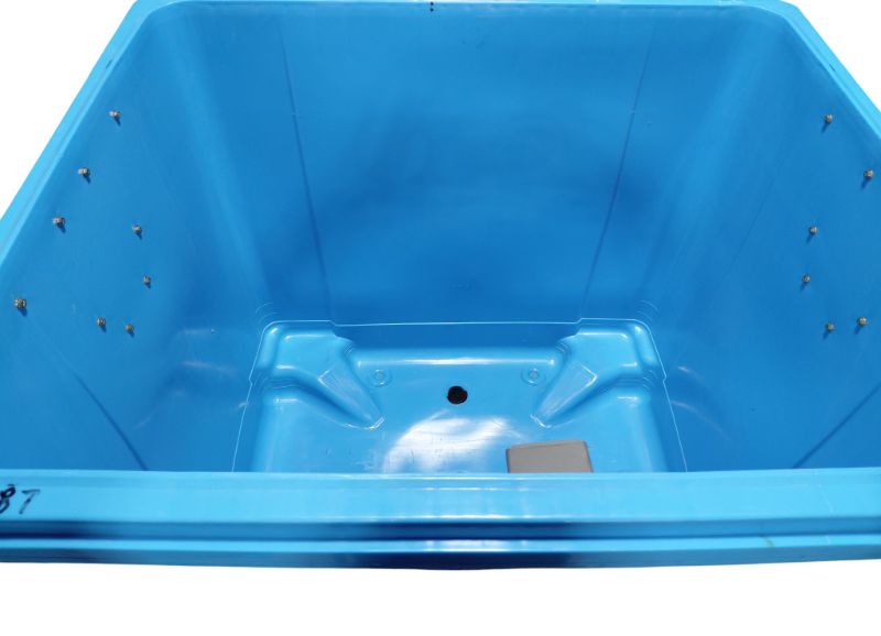Photo 1 of HEAVY DUTY INDUSTRIAL BLUE POLY BOX TRUCK RECYCLE BIN/BUGGY/CART WITH HEAVY DUTY CASTERS 40”D X 47”L X 47”H