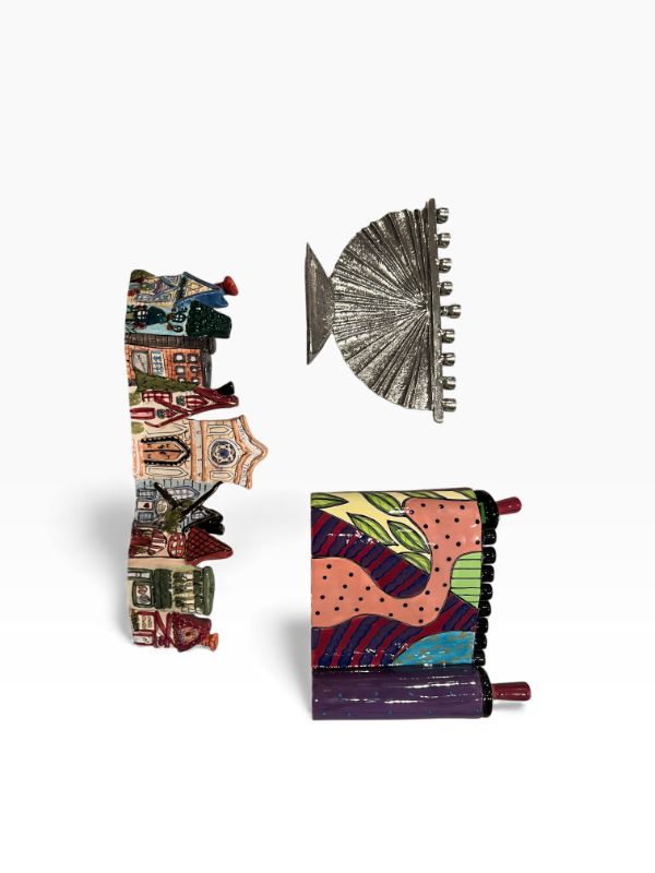 Photo 1 of 3 DIFFERENT MENORAHS OF DIFFERENT SIZES AND MATERIALS APPROXIMATELY 8”H