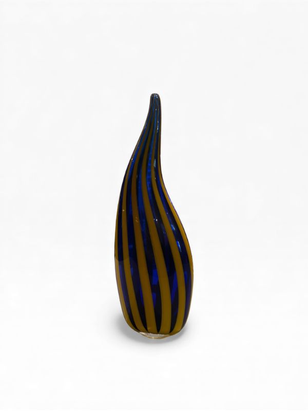Photo 1 of MURANO GLASS BLUE AND YELLOW STRIPED DECOR 22” TALL