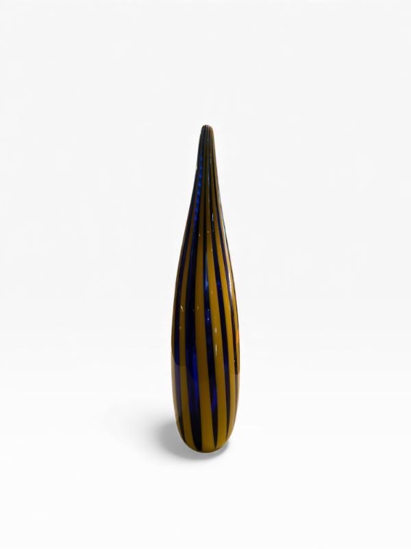 Photo 1 of MURANO GLASS BLUE AND YELLOW STRIPED DECOR 22” TALL