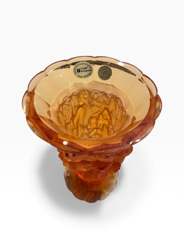 Photo 1 of AMBER CRYSTAL VASE GREAT NYMPHS 8”H