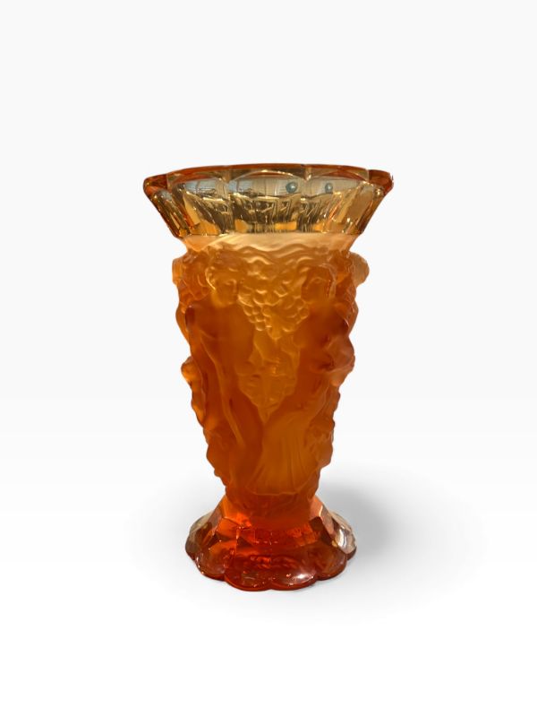 Photo 1 of AMBER CRYSTAL VASE GREAT NYMPHS 8”H