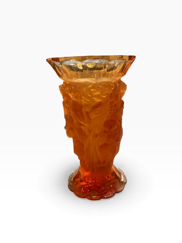 Photo 1 of AMBER CRYSTAL VASE GREAT NYMPHS 8”H