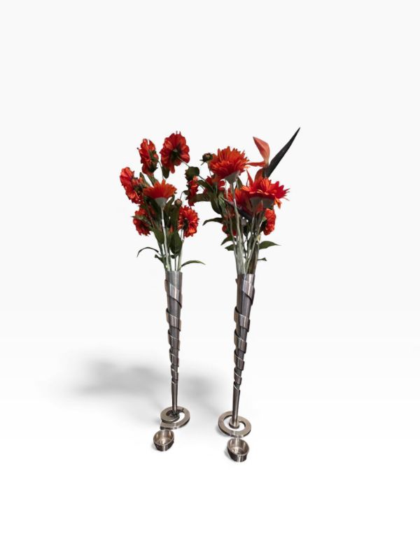 Photo 1 of 2 ESCAPE PARIS METAL VASES WITH PLASTIC FLOWERS