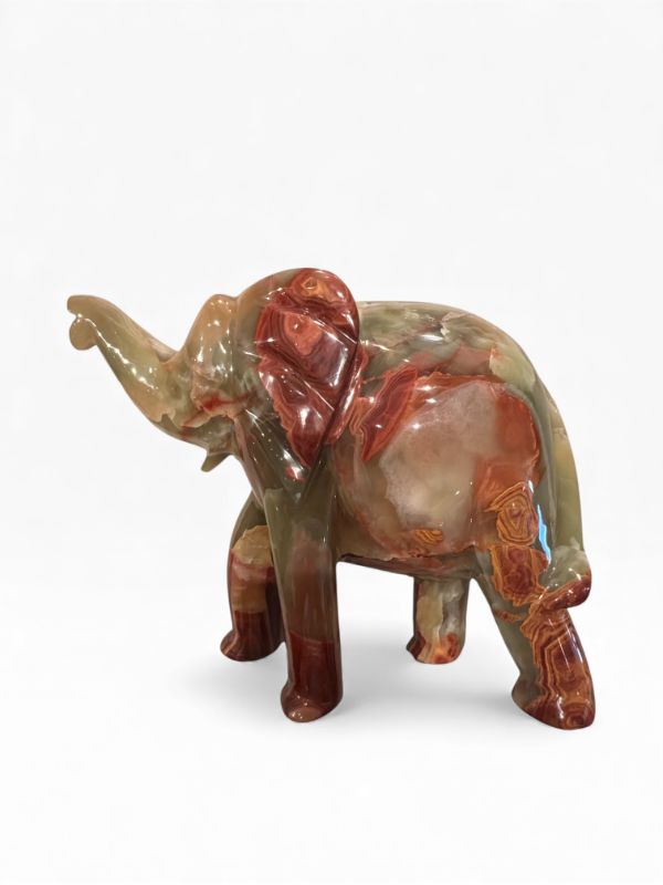 Photo 1 of CARVED ONYX ELEPHANT FIGURE 8” TALL