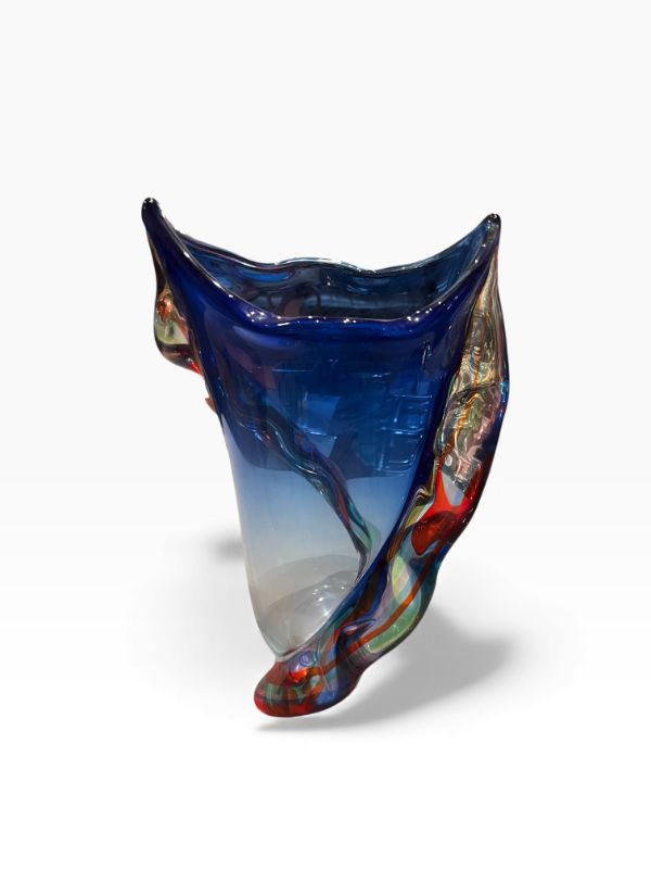 Photo 1 of BLOWN GLASS MURANO BLUE ART VASE 16” TALL