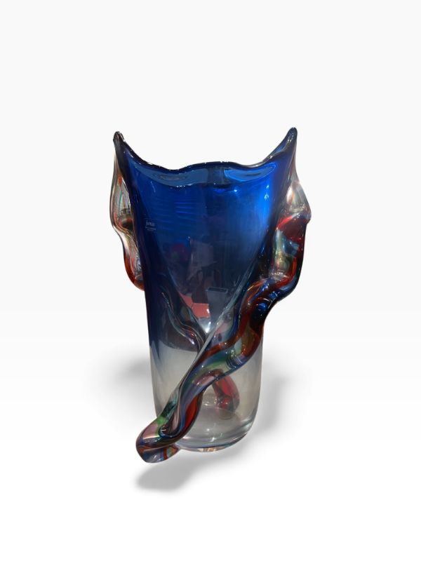 Photo 1 of BLOWN GLASS MURANO BLUE ART VASE 16” TALL