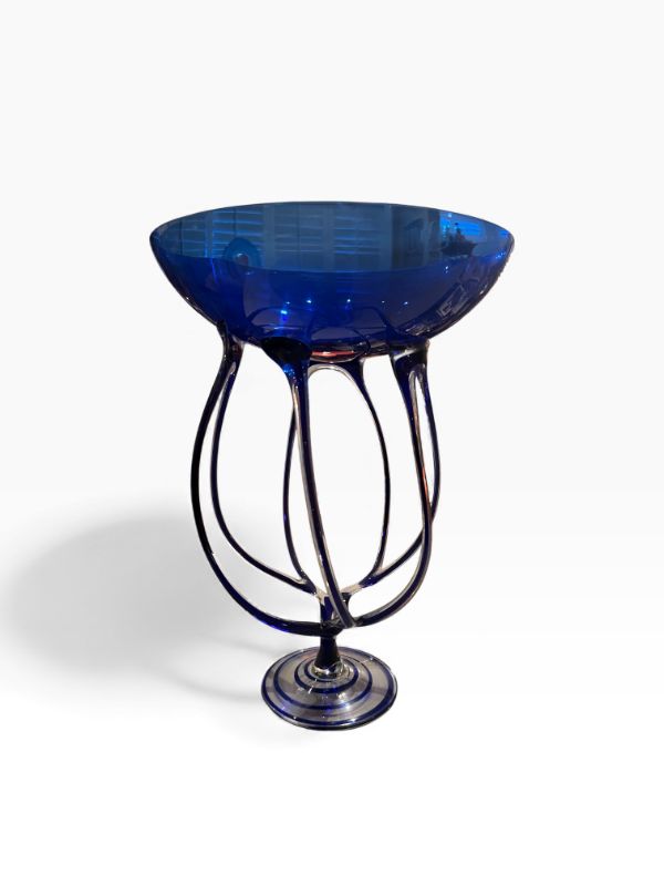 Photo 1 of COBALT BLUE AND CLEAR GLASS DECORATION 20” TALL