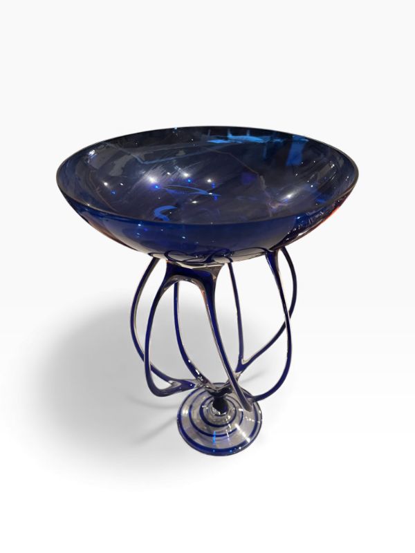 Photo 1 of COBALT BLUE AND CLEAR GLASS DECORATION 20” TALL