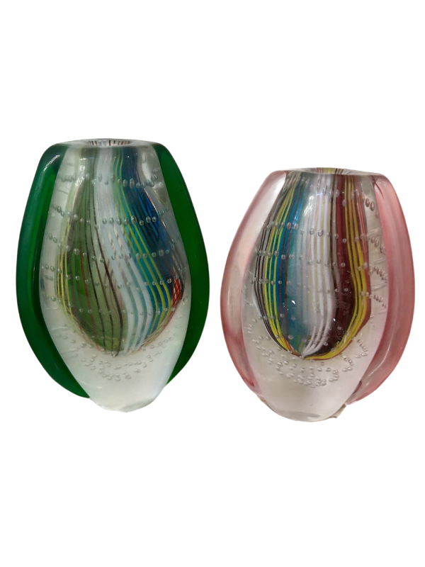 Photo 1 of 2- MURANO STYLE ART GLASS VASES H 6"