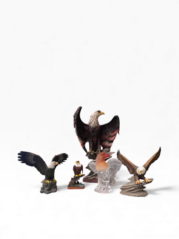 Photo 1 of ASSORTMENT OF 5 DIFFERENT BALD EAGLE FIGURES ARTWORK