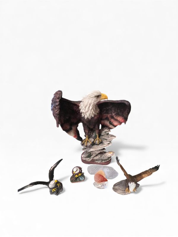 Photo 1 of ASSORTMENT OF 5 DIFFERENT BALD EAGLE FIGURES ARTWORK