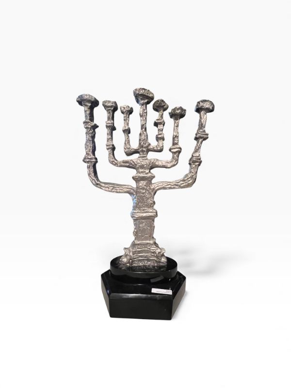 Photo 1 of BRONZE SILVERED MENORAH ON BLACK MARBLE BASE WITH SALVADOR DALI NAME PLATE ON FRONT 22” TALL