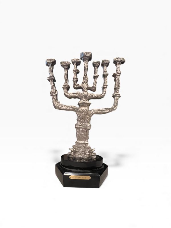 Photo 1 of BRONZE SILVERED MENORAH ON BLACK MARBLE BASE WITH SALVADOR DALI NAME PLATE ON FRONT 22” TALL