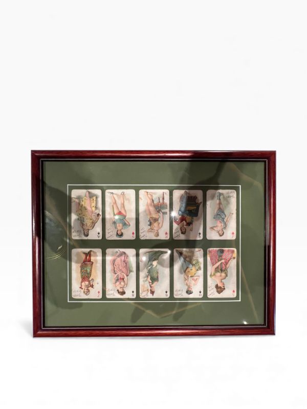 Photo 1 of 2 WOOD FRAMED PICTURES WITH TRUMPS LONG CUT PLAYING CARDS 14”H X 18.75”W