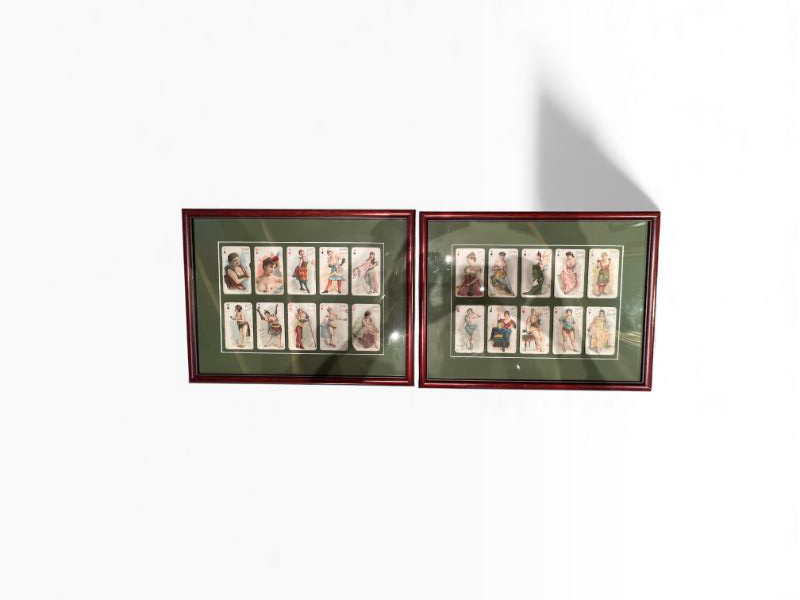 Photo 1 of 2 WOOD FRAMED PICTURES WITH TRUMPS LONG CUT PLAYING CARDS 14”H X 18.75”W