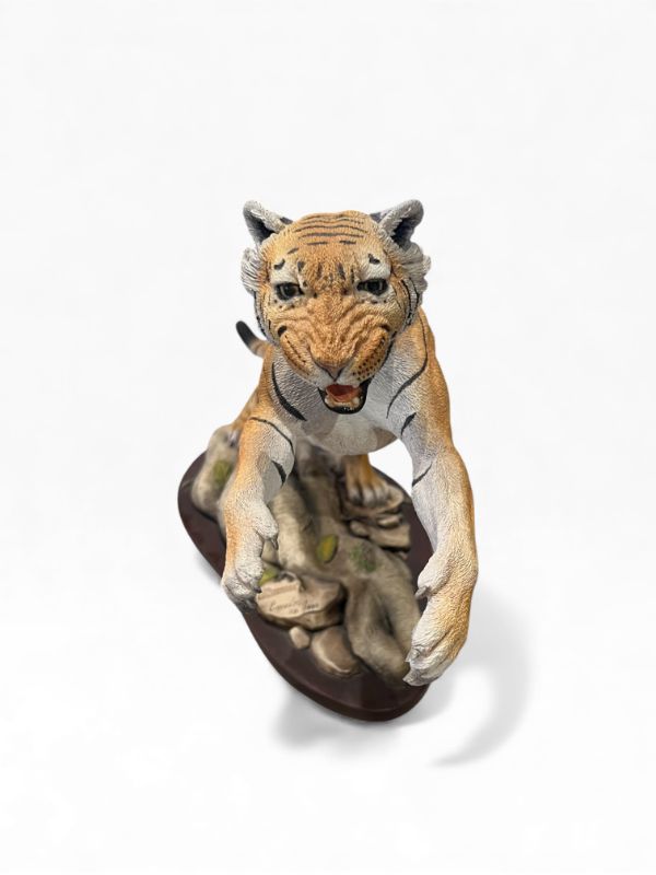Photo 1 of CREART CAZADOR TIGER FIGURE ARTWORK ON DARK BROWN BASE 231/950 12”H X 12”W