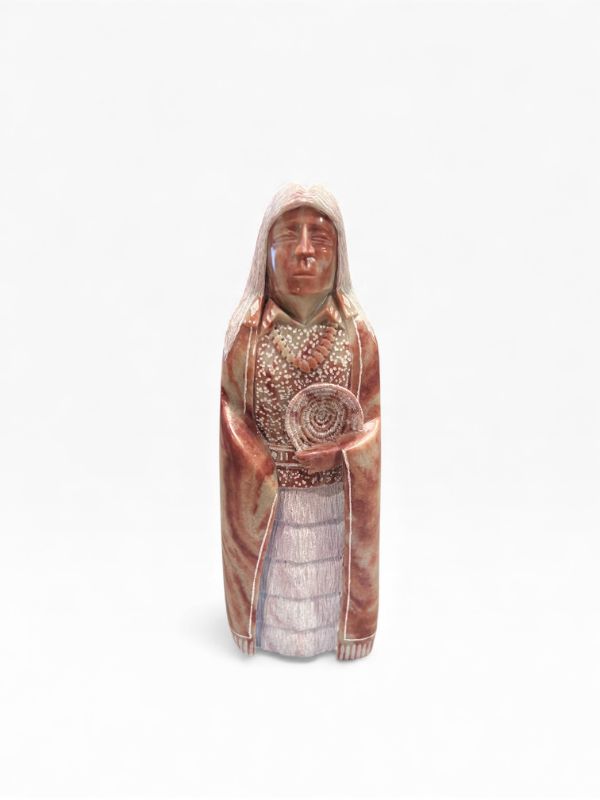 Photo 1 of BROWN AND RED MARBLE STATUE OF NATIVE AMERICAN WOMAN 11”H X 4”W