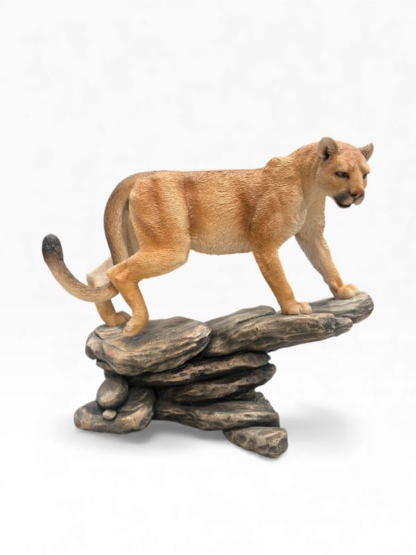 Photo 1 of CREART RESIN MOUNTAIN LION ON FLAT ROCKS 879/1500 10.5”H X 11”W