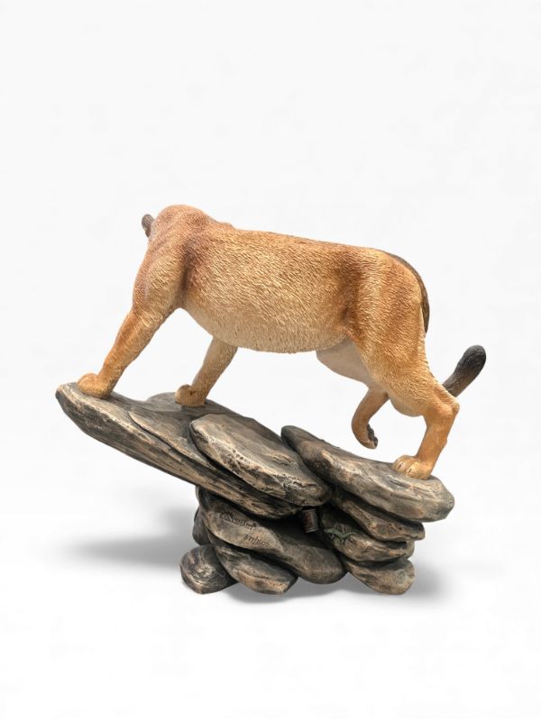 Photo 1 of CREART RESIN MOUNTAIN LION ON FLAT ROCKS 879/1500 10.5”H X 11”W