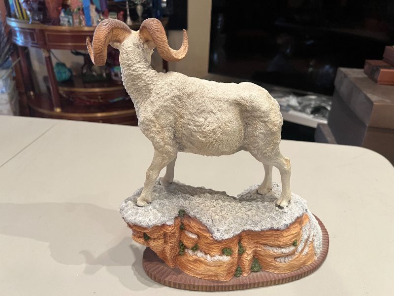 Photo 1 of CREART RESIN RAM ON SNOW COVERED RED ROCKS 14”H X 12”W