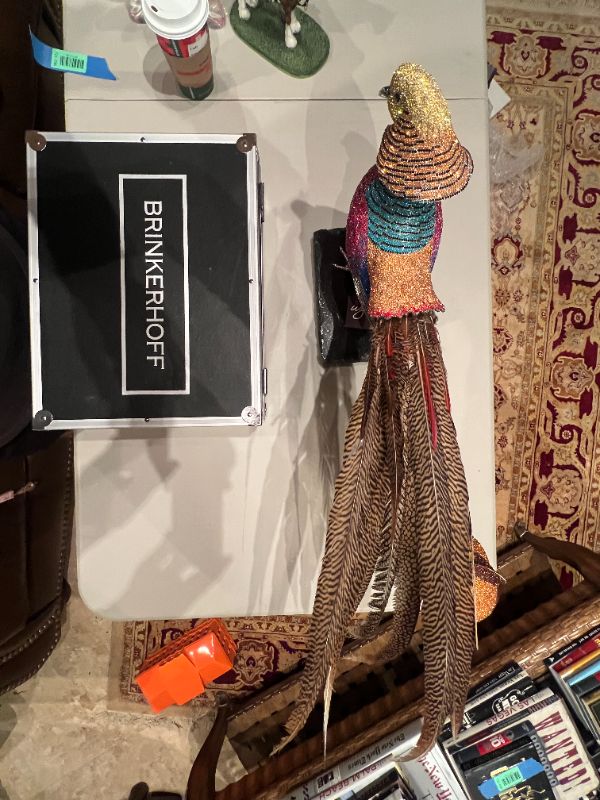 Photo 1 of BRINKERHOFF GOLDEN PHEASANT ON BLACK MARBLE PLATE WITH BOX 12” TALL