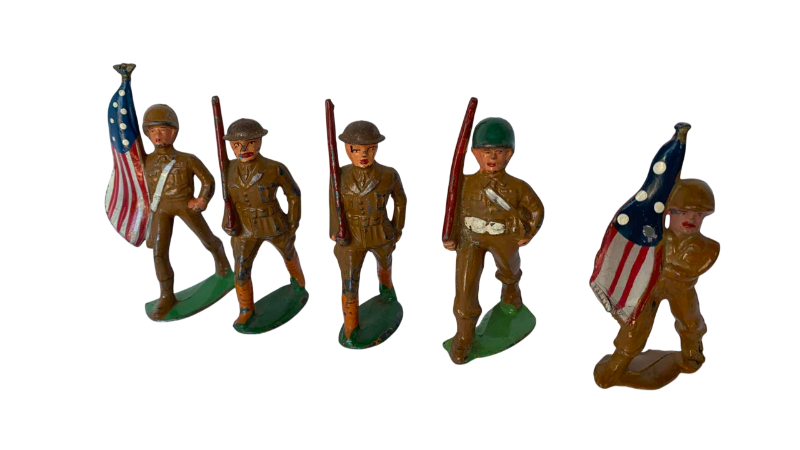 Photo 1 of 5 VINTAGE 1930’S METAL BARCLAY ARMY SOLDIERS 3.5”