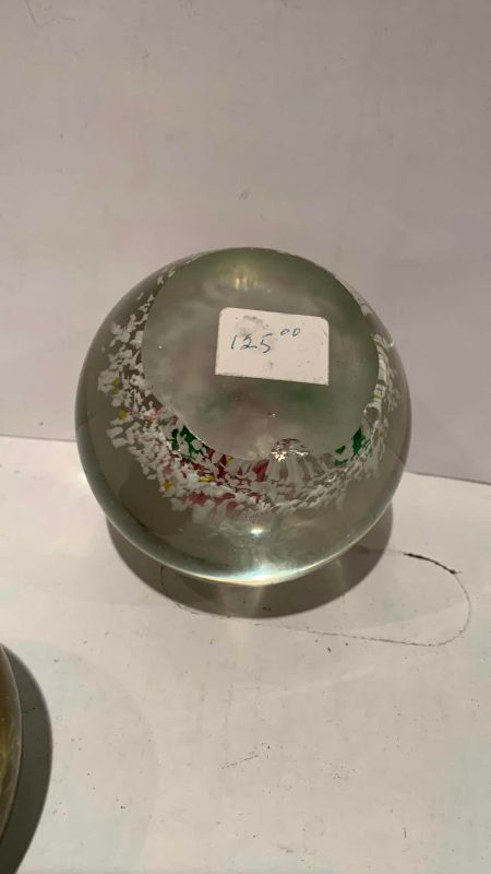 Photo 1 of 2 GLASS FLOWER INSPIRED PAPER WEIGHT 3”