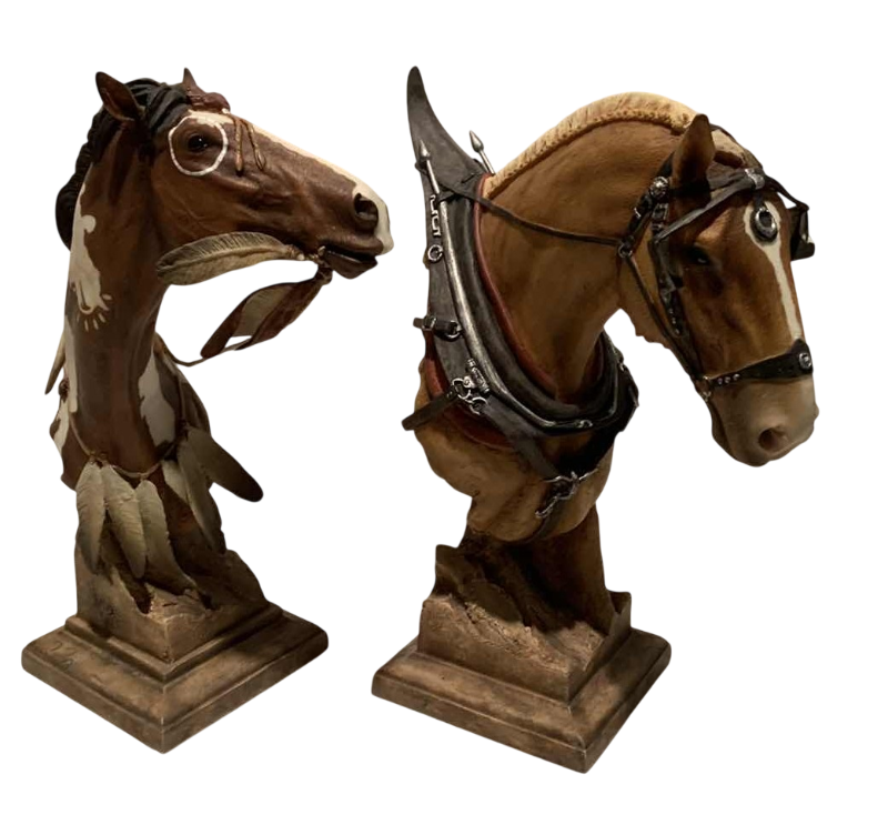 Photo 1 of 2 RESIN HORSE SCULPTURES 9”