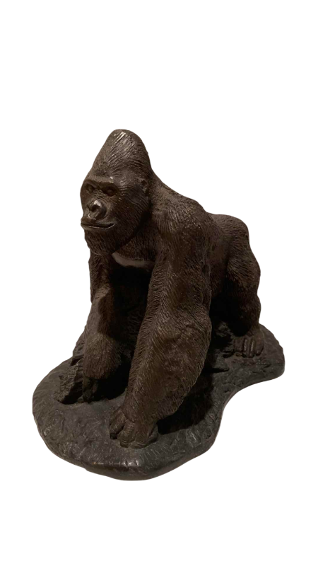 Photo 1 of $215 BRASS MOUNTAIN GORILLA SCULPTURE 9” X 6.5”