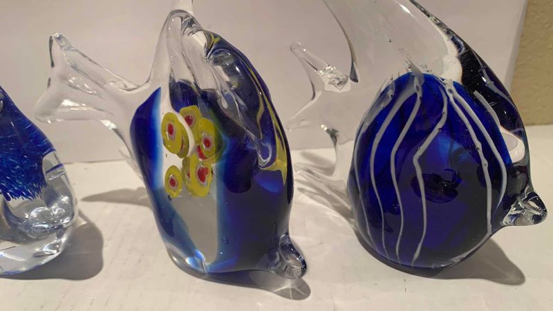 Photo 1 of 4 BLOWN GLASS FISH PAPER WEIGHTS 6.5”