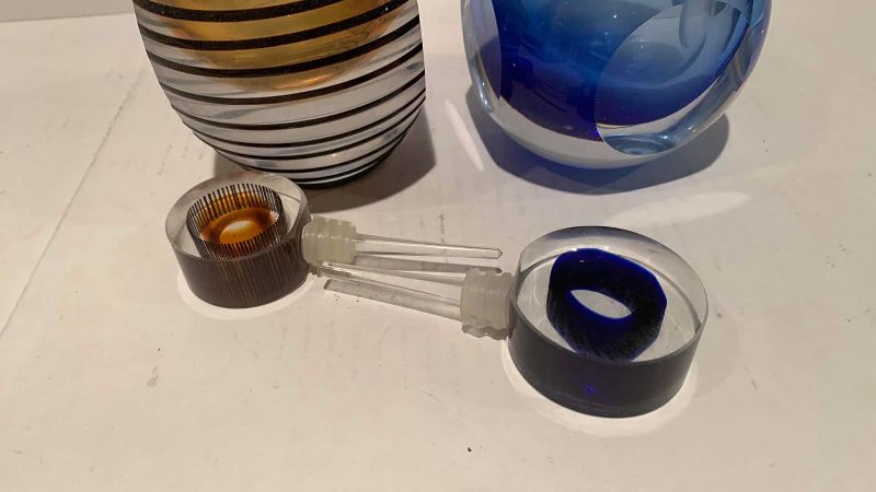 Photo 1 of 2 BLOWN GLASS PERFUME BOTTLES 6.5”
