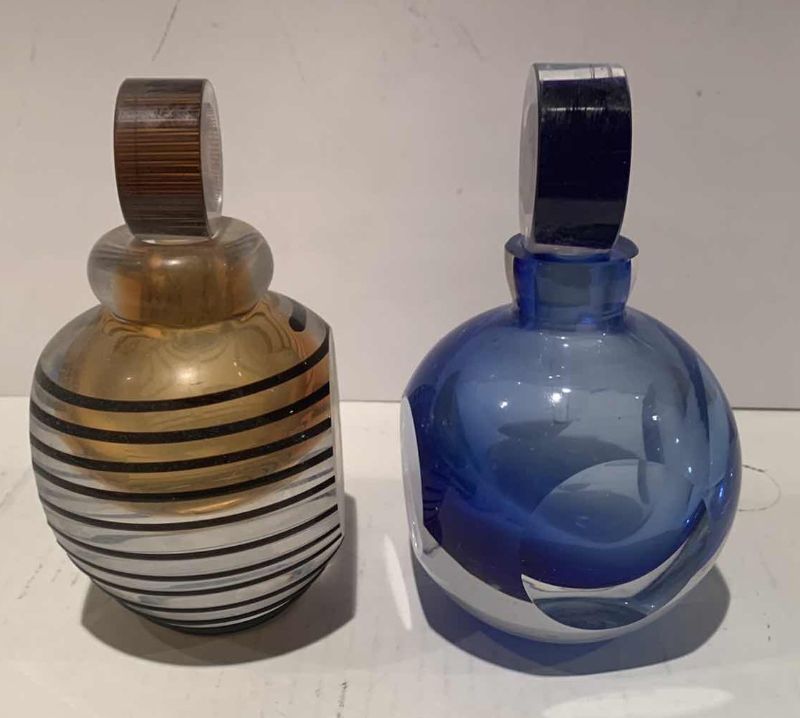 Photo 1 of 2 BLOWN GLASS PERFUME BOTTLES 6.5”