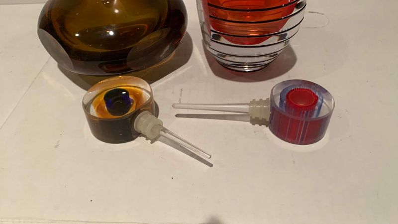 Photo 1 of 2 BLOWN GLASS PERFUME BOTTLES 6.5”
