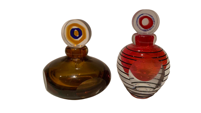 Photo 1 of 2 BLOWN GLASS PERFUME BOTTLES 6.5”