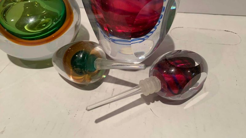 Photo 1 of 2 BLOWN GLASS PERFUME BOTTLES 7”