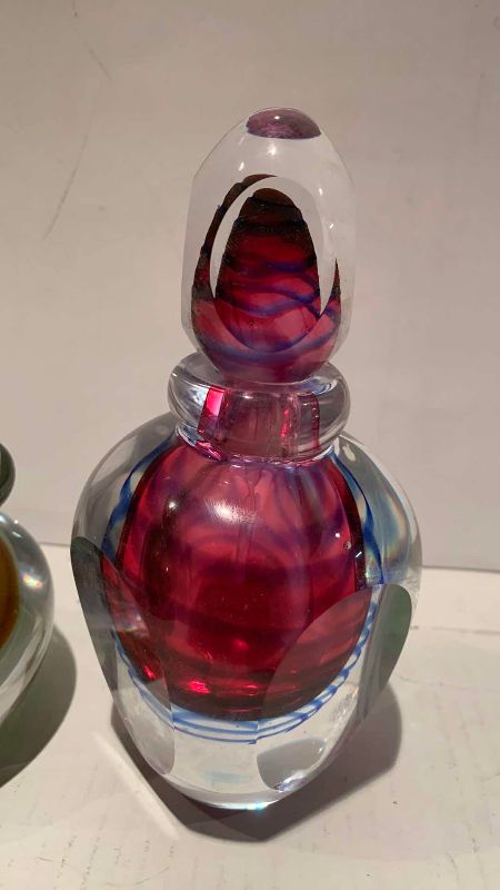 Photo 1 of 2 BLOWN GLASS PERFUME BOTTLES 7”