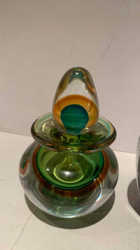 Photo 1 of 2 BLOWN GLASS PERFUME BOTTLES 7”